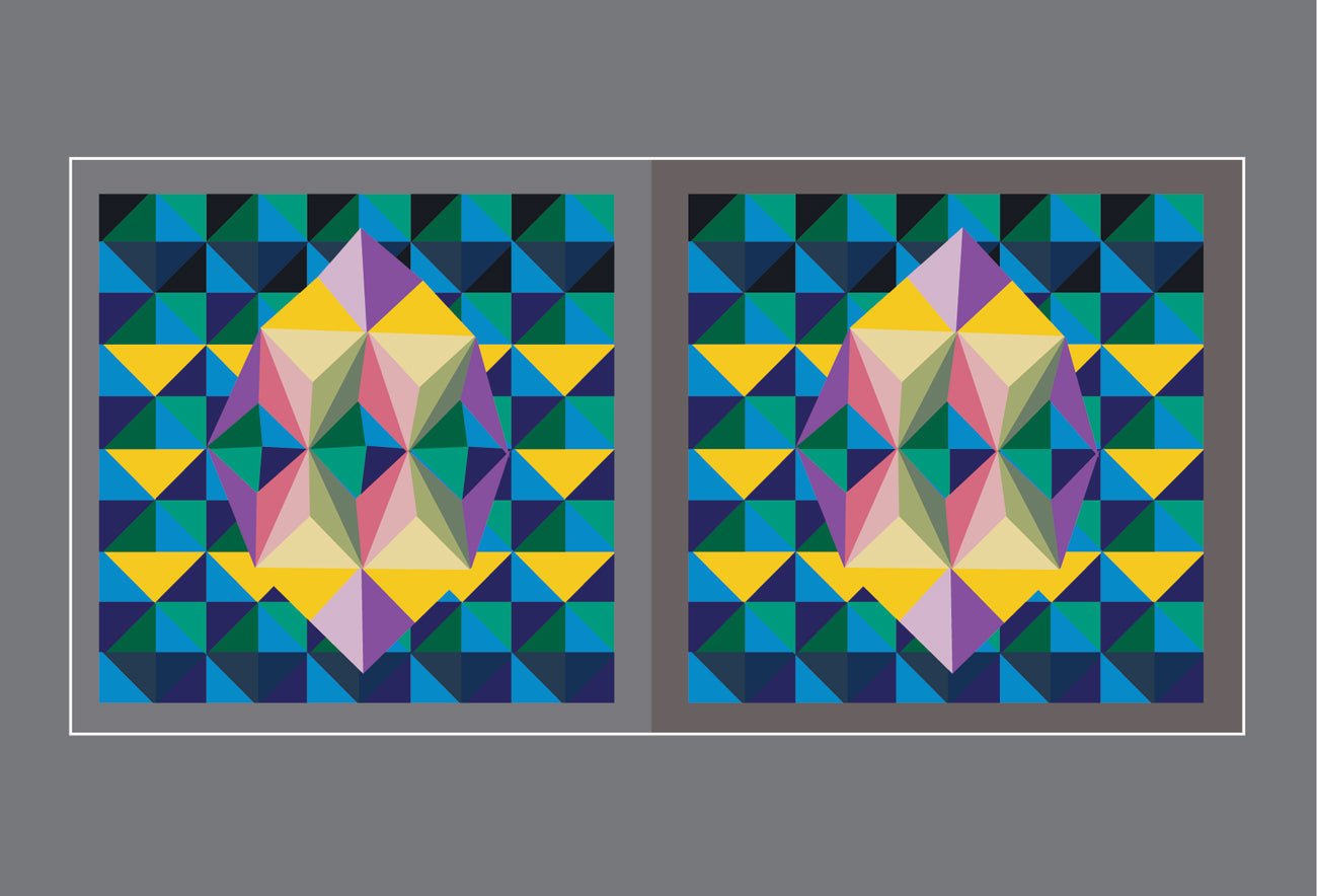 Enigmatic Kaleidoscope: Boxes Within Diamonds, a Multicolor Odyssey - Stereo Art Prints