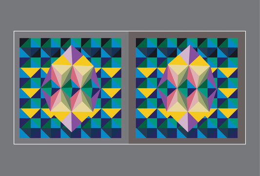 Enigmatic Kaleidoscope: Boxes Within Diamonds, a Multicolor Odyssey - Stereo Art Prints