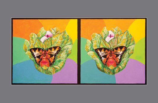 The Dance of Illusion: A Leafy Cradle for the Butterfly - Stereo Art Prints