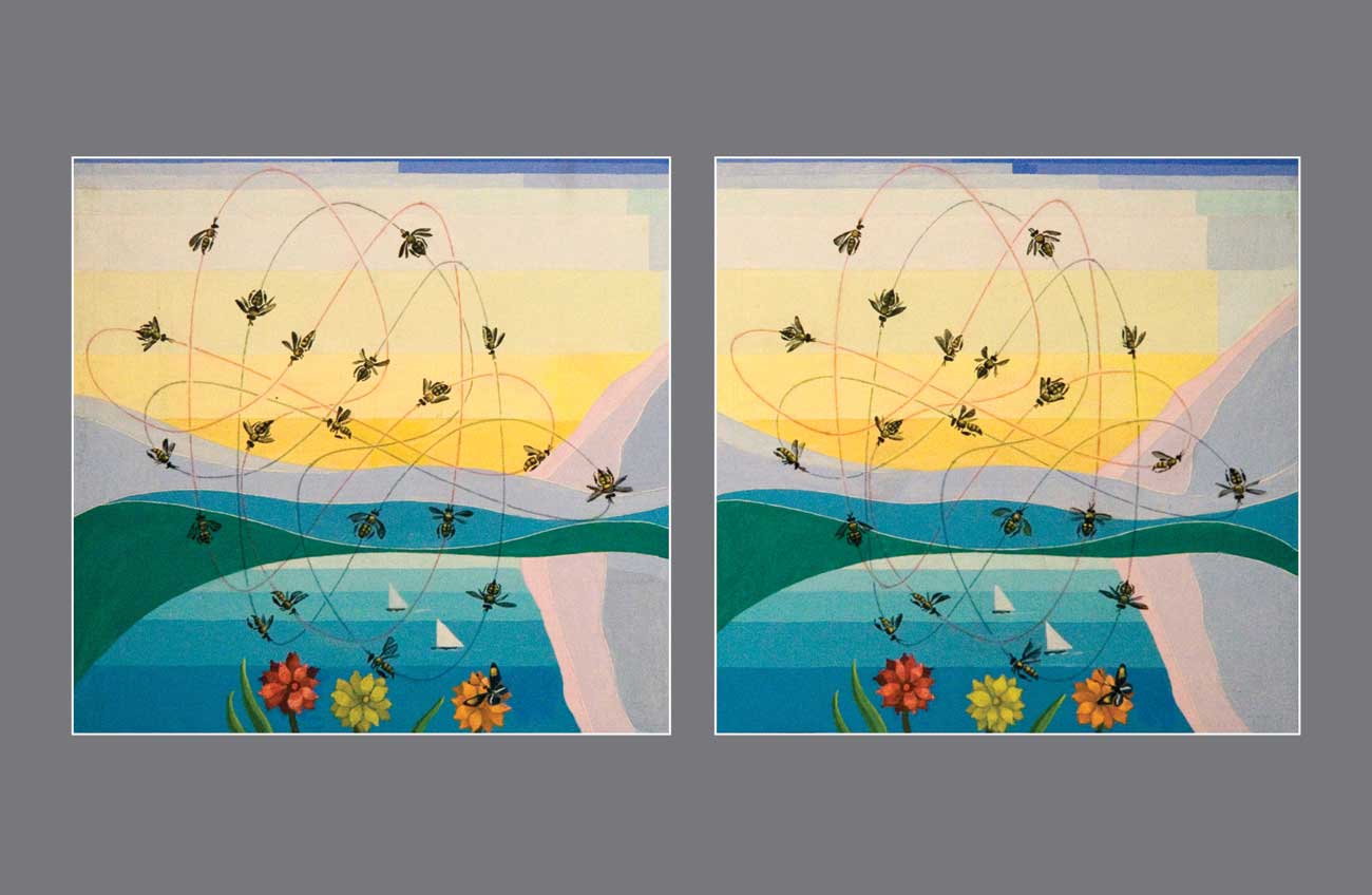 Aerial Symphony: Birds in Flight Amidst Rolling Green and Azure Paradise - Stereo Art Prints