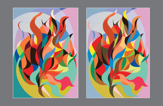 Blazing Dimensions: Flames Dance in Cross-View 3D Extravaganza - Stereo Art Prints