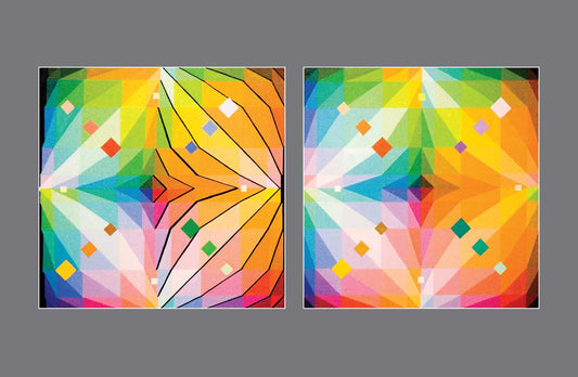 Kaleidoscopic Retrogression: A Rainbow's Voyage in Reverse - Stereo Art Prints