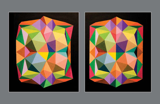 Rectangular Illusion: Protruding and Receding Diamonds in Harmony - Stereo Art Prints